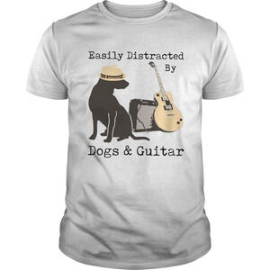 Easily Distracted By Guitar And Dogs Shirt